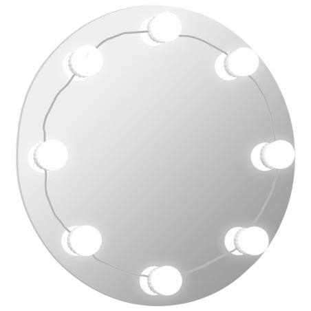 vidaXL Espejo de pared con luces LED redondo de vidrio