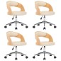 vidaXL Sillas de comedor giratorias 4 uds madera curvada cuero crema