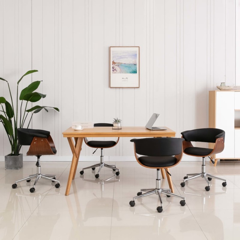 vidaXL Sillas comedor giratorias 4 unidades cuero sintético negro vidaXL Sillas comedor giratorias 4 unidades cuero sintético negro
