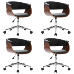 vidaXL Sillas comedor giratorias 4 unidades cuero sintético negro