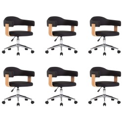 vidaXL Sillas de comedor giratorias 6 unidades cuero sintético negro