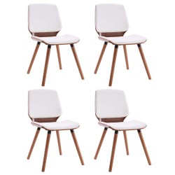 vidaXL Sillas de comedor 4 unidades cuero sintético blanco