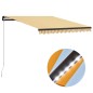 vidaXL Toldo manual retráctil con LED amarillo y blanco 300x250 cm vidaXL Toldo manual retráctil con LED amarillo y blanco 300x250 cm