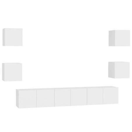 vidaXL Set de muebles de salón TV 7 piezas madera de ingeniería blanco