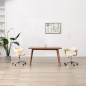 vidaXL Silla de oficina giratoria madera curvada cuero sintético crema vidaXL Silla de oficina giratoria madera curvada cuero sintético crema