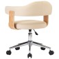 vidaXL Silla de oficina giratoria madera curvada cuero sintético crema vidaXL Silla de oficina giratoria madera curvada cuero sintético crema