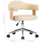 vidaXL Silla de oficina giratoria madera curvada cuero sintético crema vidaXL Silla de oficina giratoria madera curvada cuero sintético crema