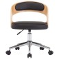 vidaXL Sillas de comedor giratorias 2 uds madera curvada y cuero negro