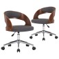 vidaXL Sillas de comedor giratorias 2 uds madera curvada y tela gris 