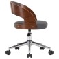 vidaXL Sillas de comedor giratorias 2 uds madera curvada y tela gris 