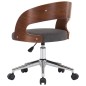 vidaXL Sillas de comedor giratorias 2 uds madera curvada y tela gris 