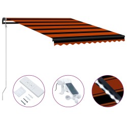 vidaXL Toldo retráctil sensor de viento LED naranja y marrón 350x250cm