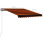 vidaXL Toldo retráctil sensor de viento LED naranja y marrón 350x250cm vidaXL Toldo retráctil sensor de viento LED naranja y marrón 350x250cm