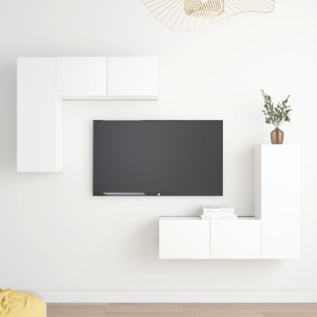 vidaXL Set de muebles de salón TV 4 piezas madera de ingeniería blanco