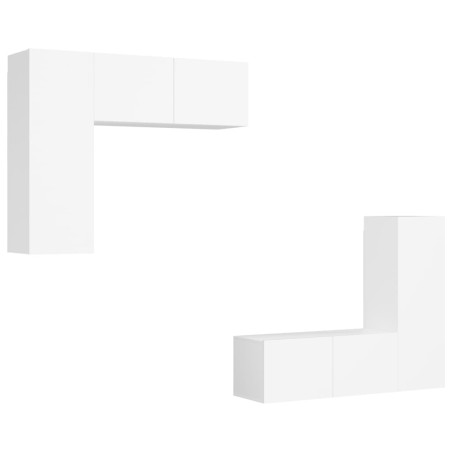 vidaXL Set de muebles de salón TV 4 piezas madera de ingeniería blanco