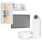 vidaXL Set de muebles de salón TV 4 piezas madera de ingeniería blanco vidaXL Set de muebles de salón TV 4 piezas madera de ingeniería blanco