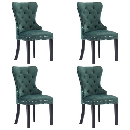 vidaXL Sillas de comedor 4 unidades terciopelo verde oscuro