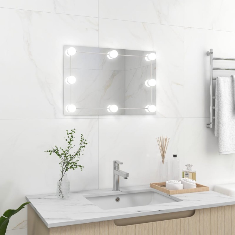 vidaXL Espejo de pared con luces LED rectangular de vidrio vidaXL Espejo de pared con luces LED rectangular de vidrio