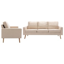 vidaXL Conjunto de sofás 2 piezas de tela color crema