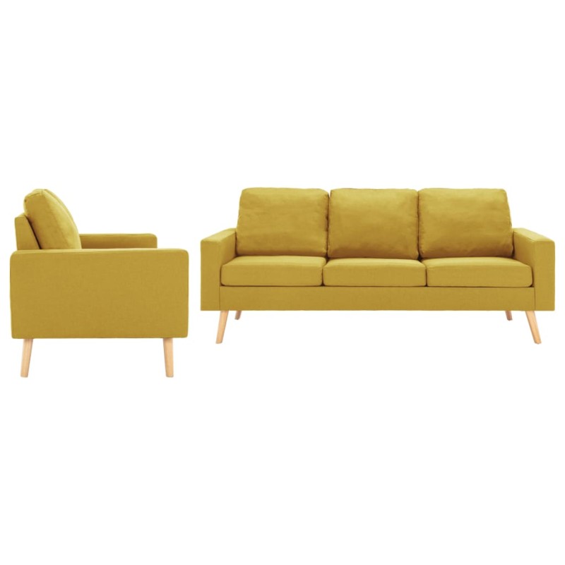 vidaXL Juego de sofás 2 piezas de tela amarillo vidaXL Juego de sofás 2 piezas de tela amarillo