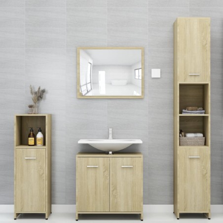 vidaXL Juego muebles de baño 4 piezas madera ingeniería roble Sonoma