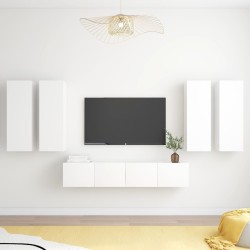 vidaXL Juego de mueble para TV de 6 piezas aglomerado blanco