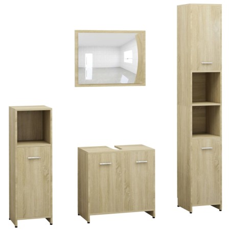 vidaXL Juego muebles de baño 4 piezas madera ingeniería roble Sonoma