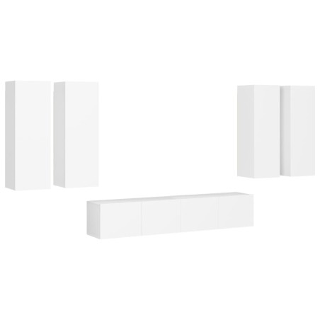 vidaXL Juego de mueble para TV de 6 piezas aglomerado blanco