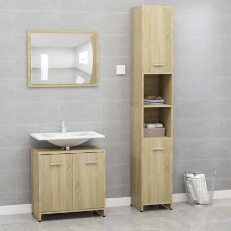 vidaXL Juego muebles de baño 3 piezas madera ingeniería roble Sonoma