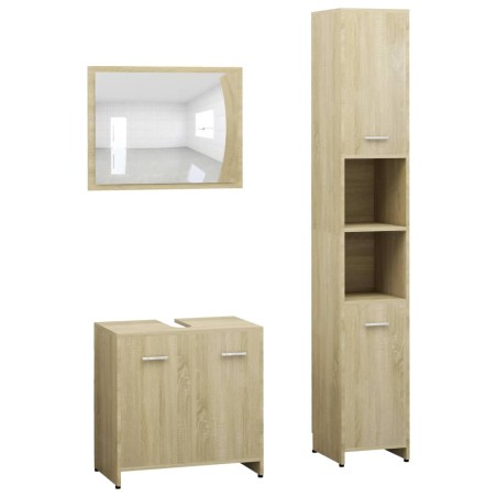 vidaXL Juego muebles de baño 3 piezas madera ingeniería roble Sonoma