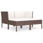 vidaXL Set muebles de jardín 4 piezas y cojines ratán sintético marrón