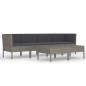 vidaXL Set de muebles de jardín 6 pzas y cojines ratán sintético gris vidaXL Set de muebles de jardín 6 pzas y cojines ratán sintético gris