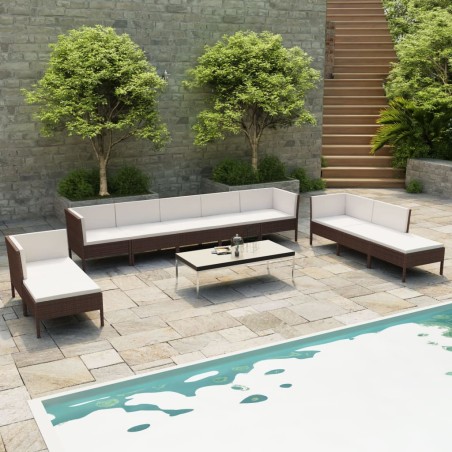 vidaXL Set muebles de jardín 10 piezas cojines ratán sintético marrón