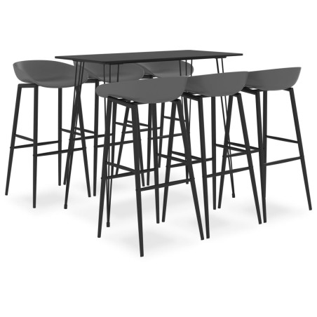 vidaXL Mesa alta y taburetes de bar 7 piezas negro y gris