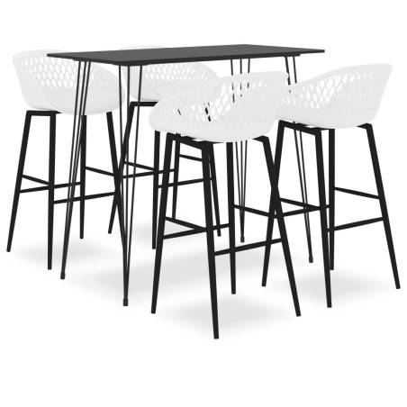 vidaXL Mesa alta y taburetes de bar 5 piezas negro y blanco