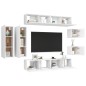 vidaXL Set de mueble para TV de 8 piezas madera de ingeniería blanco vidaXL Set de mueble para TV de 8 piezas madera de ingeniería blanco