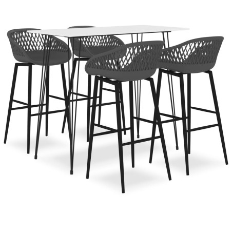vidaXL Mesa alta y taburetes de bar 5 piezas blanco y gris
