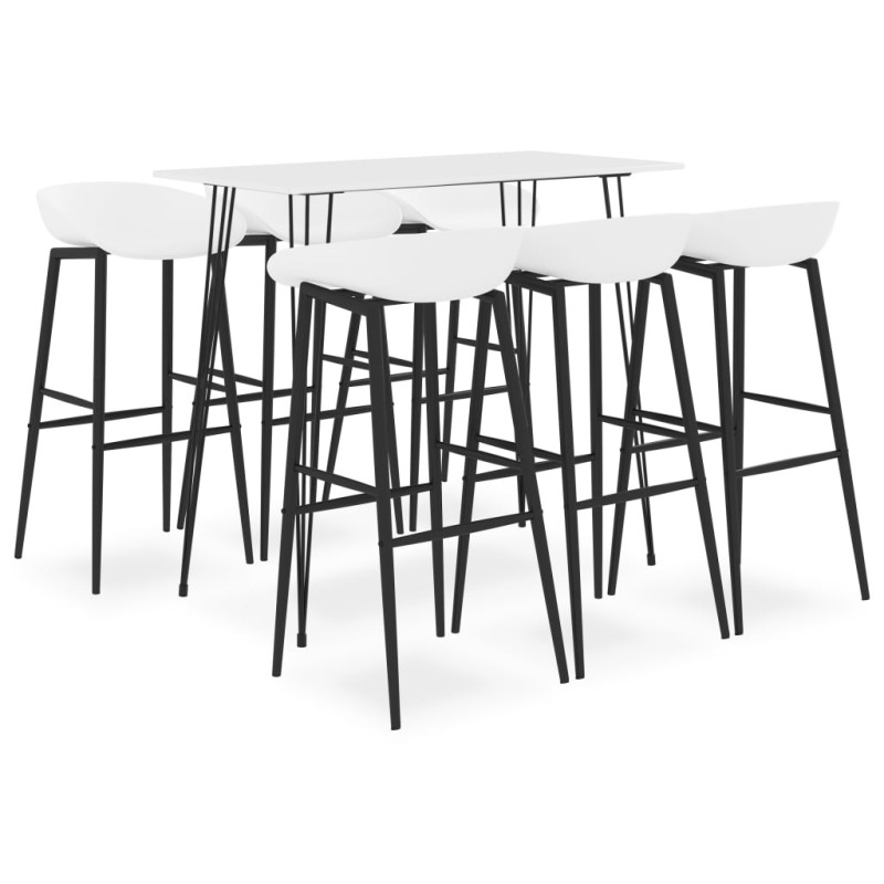 vidaXL Mesa alta y taburetes de bar 7 piezas blanco vidaXL Mesa alta y taburetes de bar 7 piezas blanco