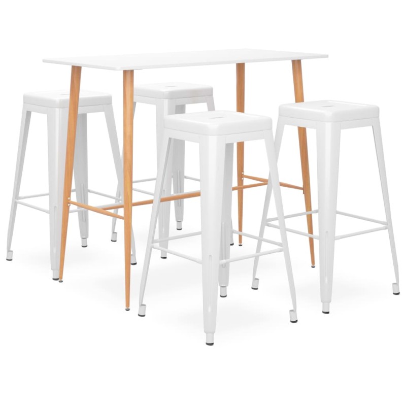 vidaXL Mesa alta y taburetes de bar 5 piezas blanco vidaXL Mesa alta y taburetes de bar 5 piezas blanco