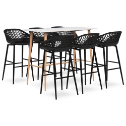 vidaXL Set de bar de 7 piezas blanco y negro