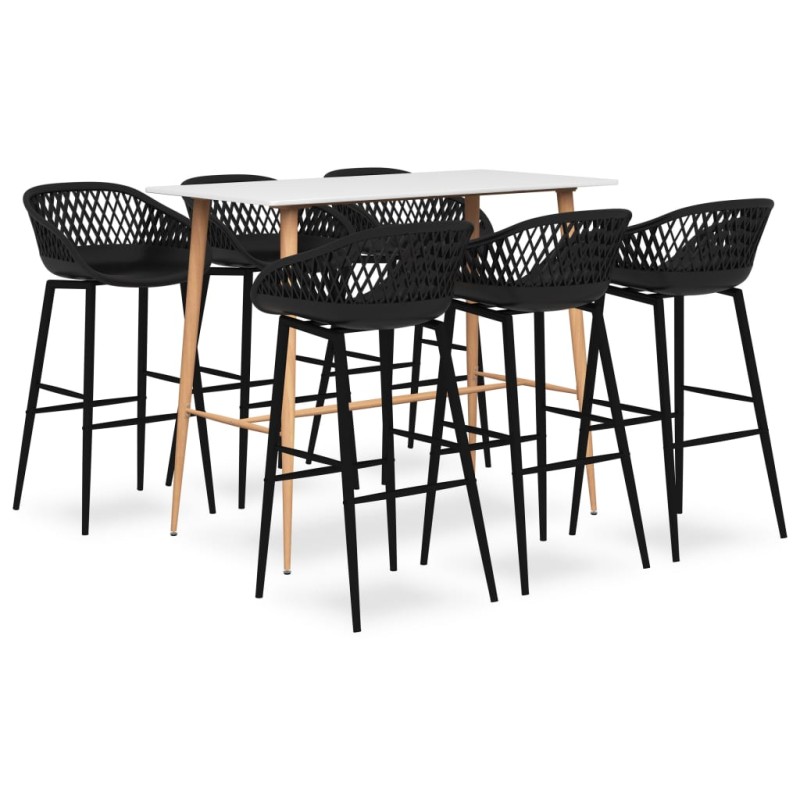 vidaXL Set de bar de 7 piezas blanco y negro vidaXL Set de bar de 7 piezas blanco y negro