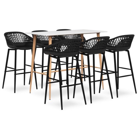vidaXL Set de bar de 7 piezas blanco y negro