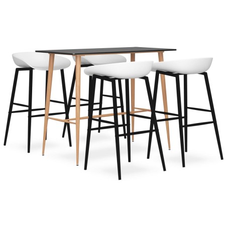 vidaXL Mesa alta y taburetes de bar 5 piezas negro y blanco
