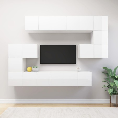 vidaXL Set de mueble para TV 10 piezas madera de ingeniería blanco