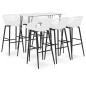 vidaXL Mesa alta y taburetes de bar 7 piezas blanco