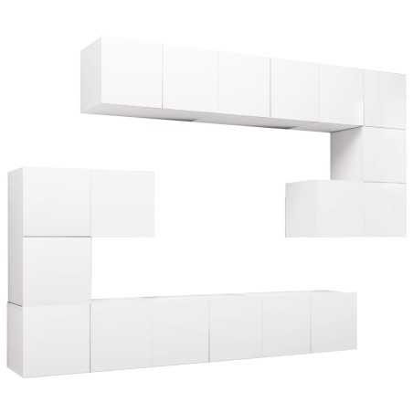 vidaXL Set de mueble para TV 10 piezas madera de ingeniería blanco