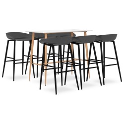 vidaXL Mesa alta y taburetes de bar 7 piezas blanco y gris