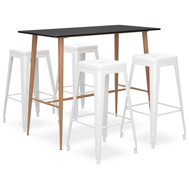 vidaXL Mesa alta y taburetes de bar 5 piezas negro y blanco vidaXL Mesa alta y taburetes de bar 5 piezas negro y blanco