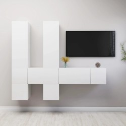 vidaXL Set de muebles de salón TV 7 piezas madera de ingeniería blanco