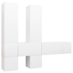 vidaXL Set de muebles de salón TV 7 piezas madera de ingeniería blanco